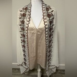 Elegant Floral Embroidered Scarf